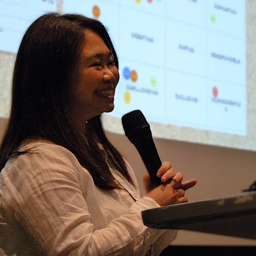 Empathic Agility co-founder Serena speaking at a talk
